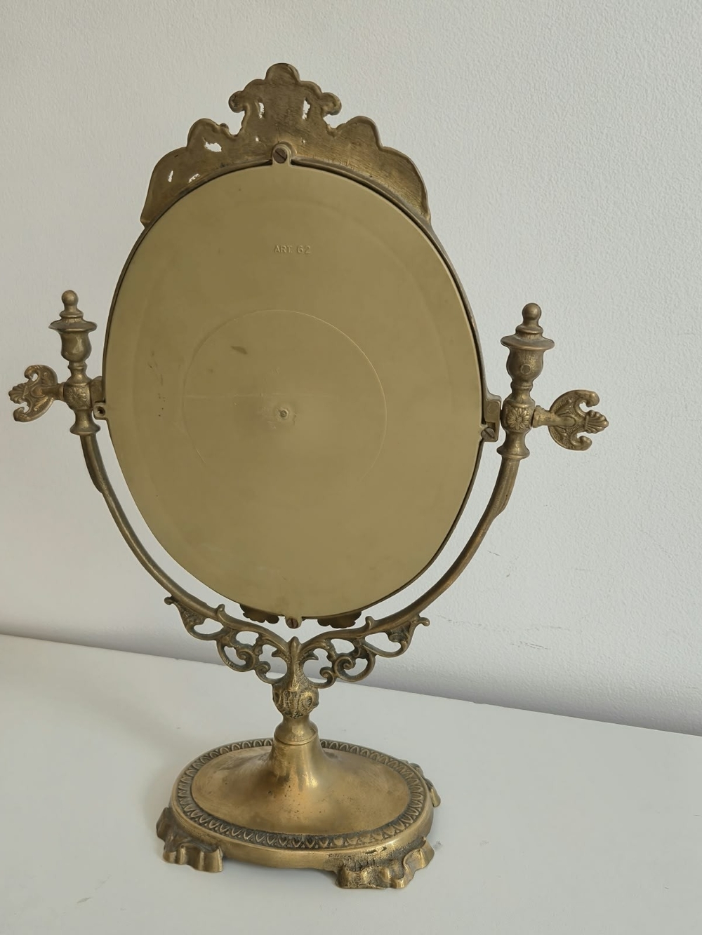 Vintage Brass Tabletop Vanity Mirror / Swivel Makeup Mirror - Picture 4 of 14
